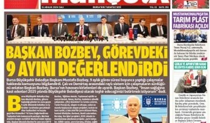 MANŞETX GAZETESİ'NİN 13.YIL 351. ANKARA-BURSA ARALIK SAYILARI ÇIKTI